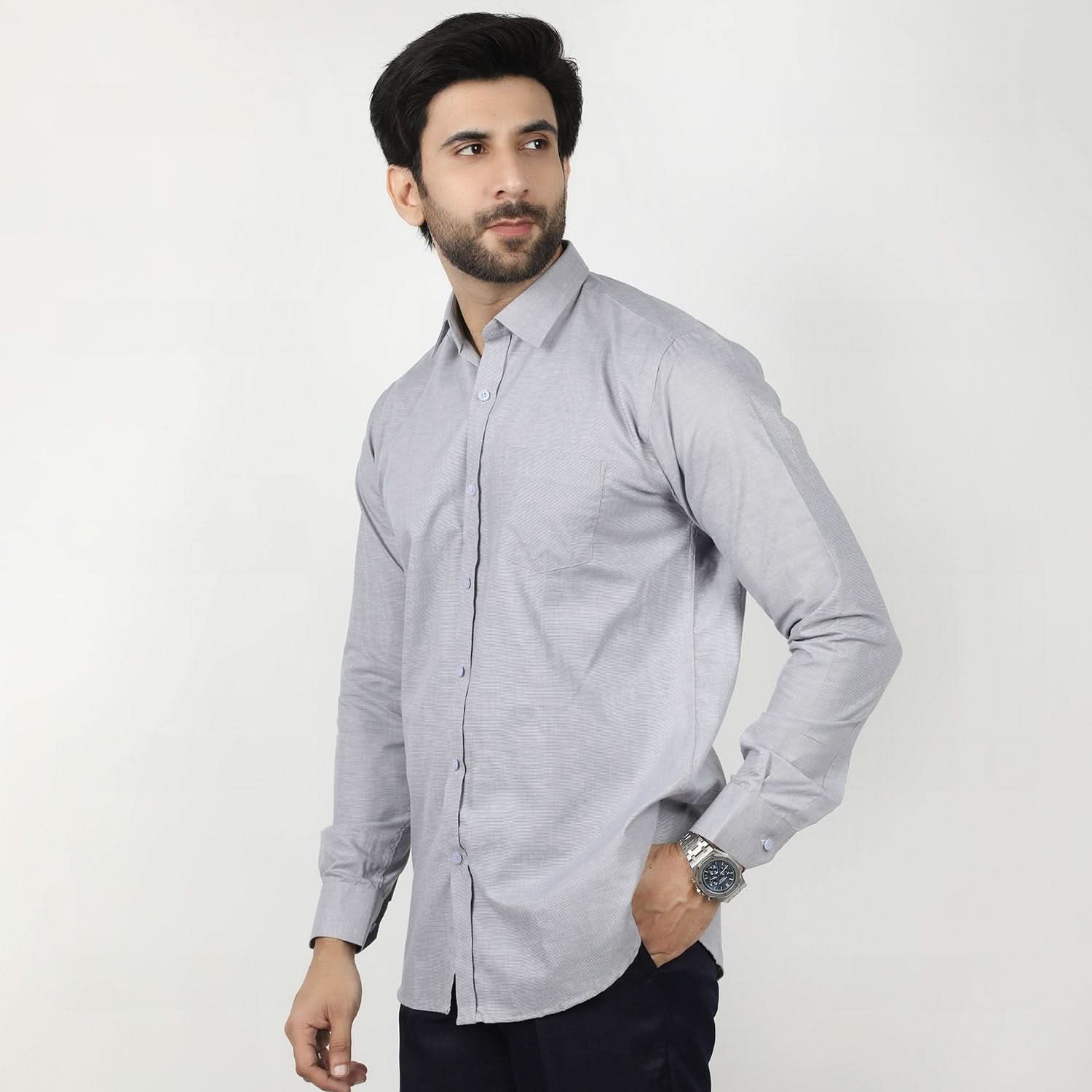 Men's Formal Chambray Shirt - Grey, Men's Shirts, Chase Value, Chase Value