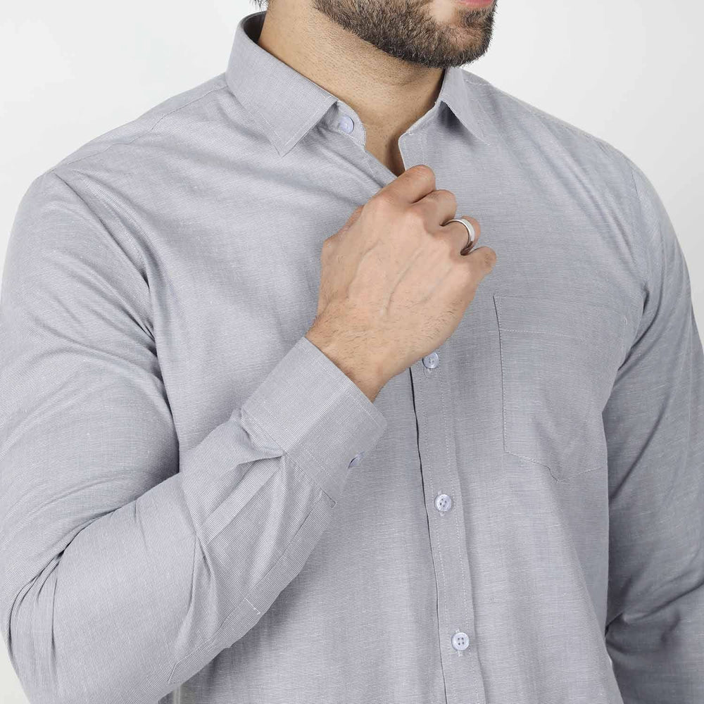 Men's Formal Chambray Shirt - Grey, Men's Shirts, Chase Value, Chase Value