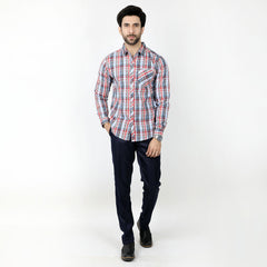 Men's Casual Check Shirt - Light Blue