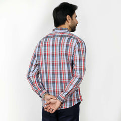 Men's Casual Check Shirt - Light Blue