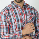 Men's Casual Check Shirt - Light Blue, Men's Shirts, Chase Value, Chase Value