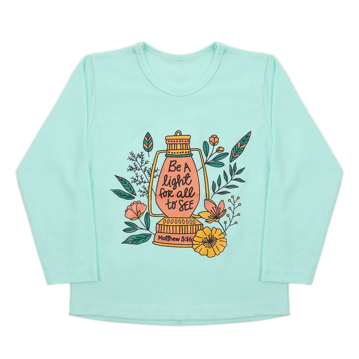 Girls Full Sleeves T-Shirt - Cyan, Girls T-Shirts, Chase Value, Chase Value