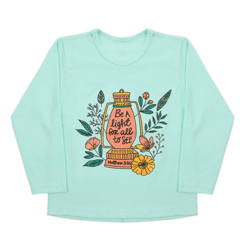 Girls Full Sleeves T-Shirt - Cyan