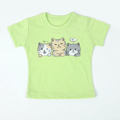 Newborn Girls Half Sleeves T-Shirt - Light Green, Newborn Girls T-Shirts, Chase Value, Chase Value