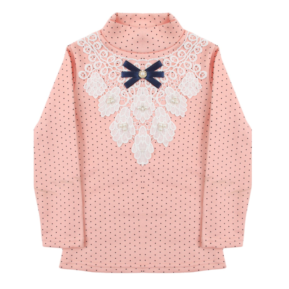 Girls Full Sleeves T-Shirt - Baby Pink, Girls T-Shirts, Chase Value, Chase Value