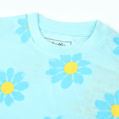 Newborn Girls Half Sleeves T-Shirt - Sky Blue