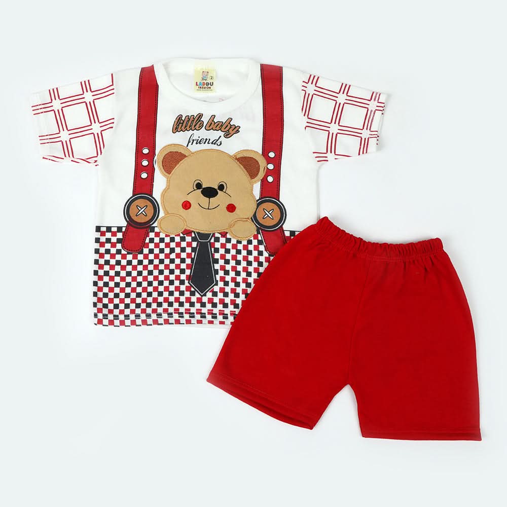 Newborn Boy Half Sleeves Suit - Red, Newborn Boys Sets & Suits, Chase Value, Chase Value