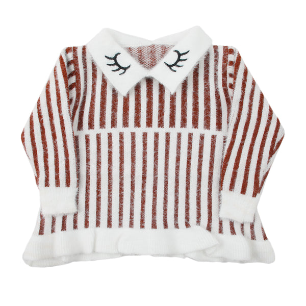 Girls Full Sleeves Sweater - Rust