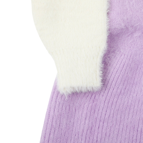 Girls Full Sleeves Sweater - Purple