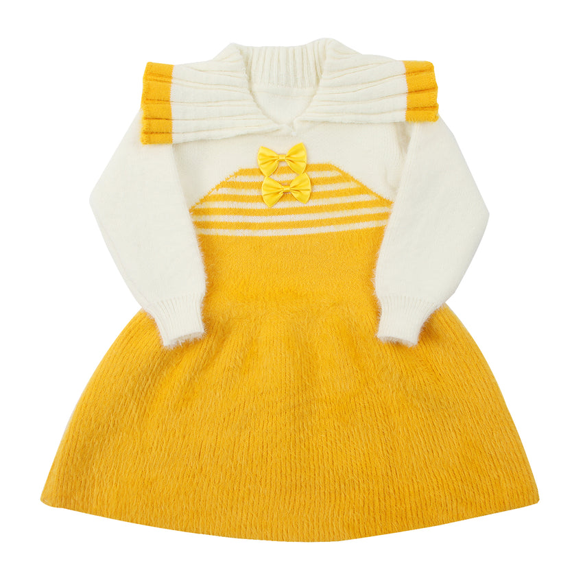 Girls Full Sleeves Sweater - Mustard