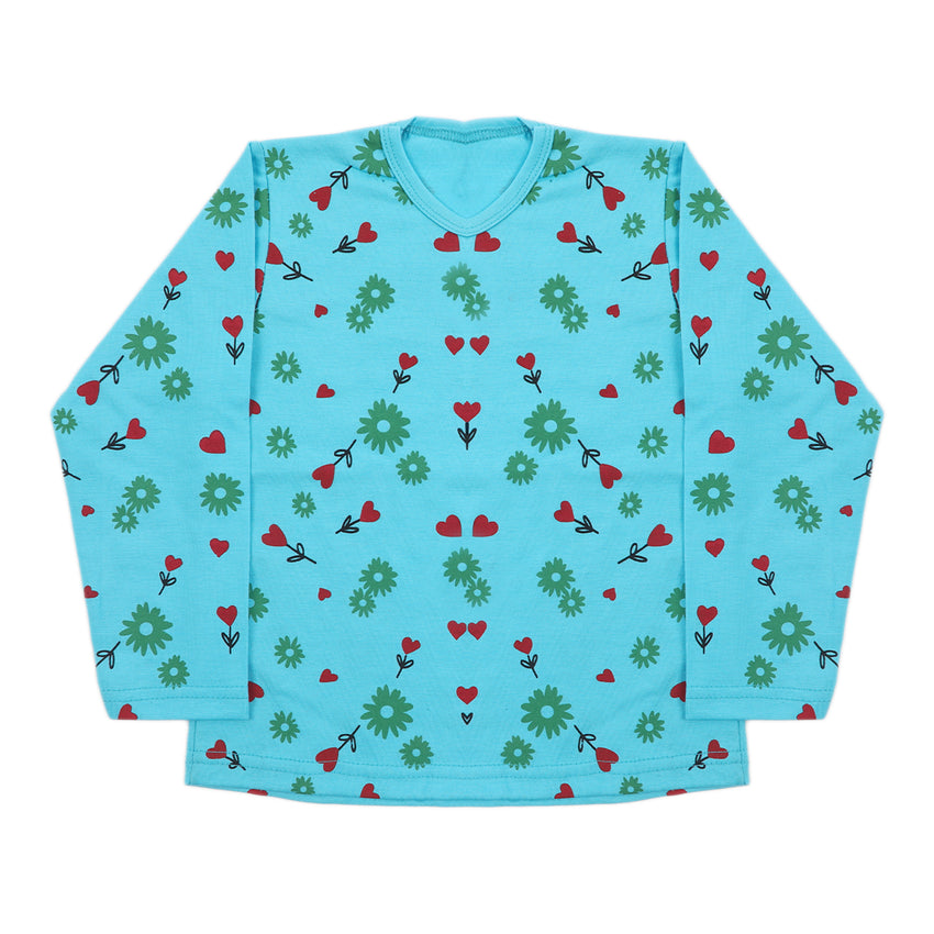 Girls Full Sleeves T-Shirt - Blue