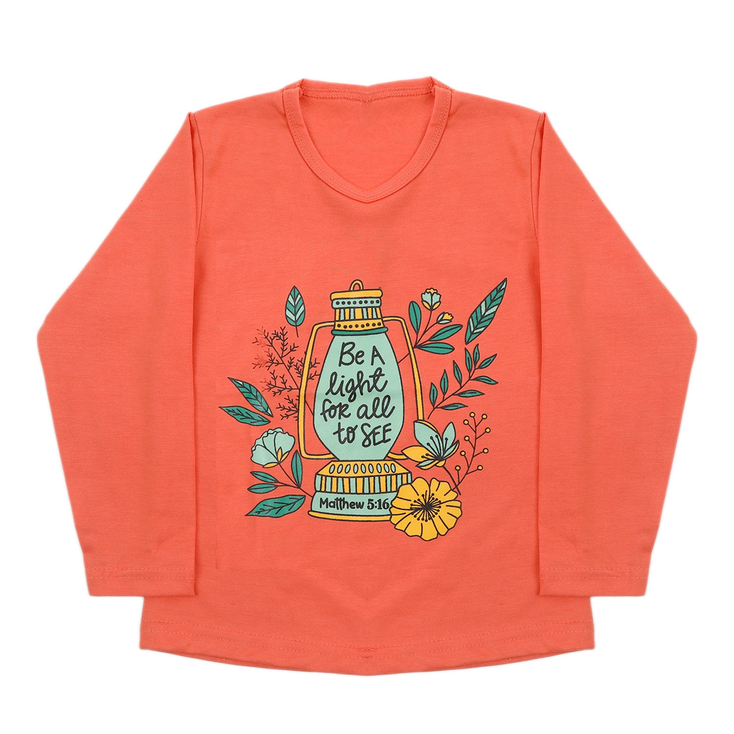 Girls Full Sleeves T-Shirt - Peach, Girls T-Shirts, Chase Value, Chase Value