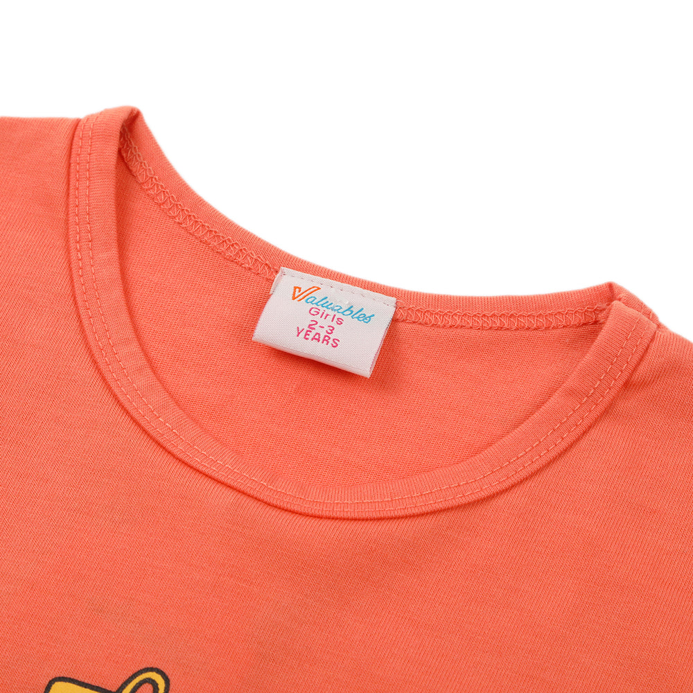 Girls Full Sleeves T-Shirt - Peach, Girls T-Shirts, Chase Value, Chase Value
