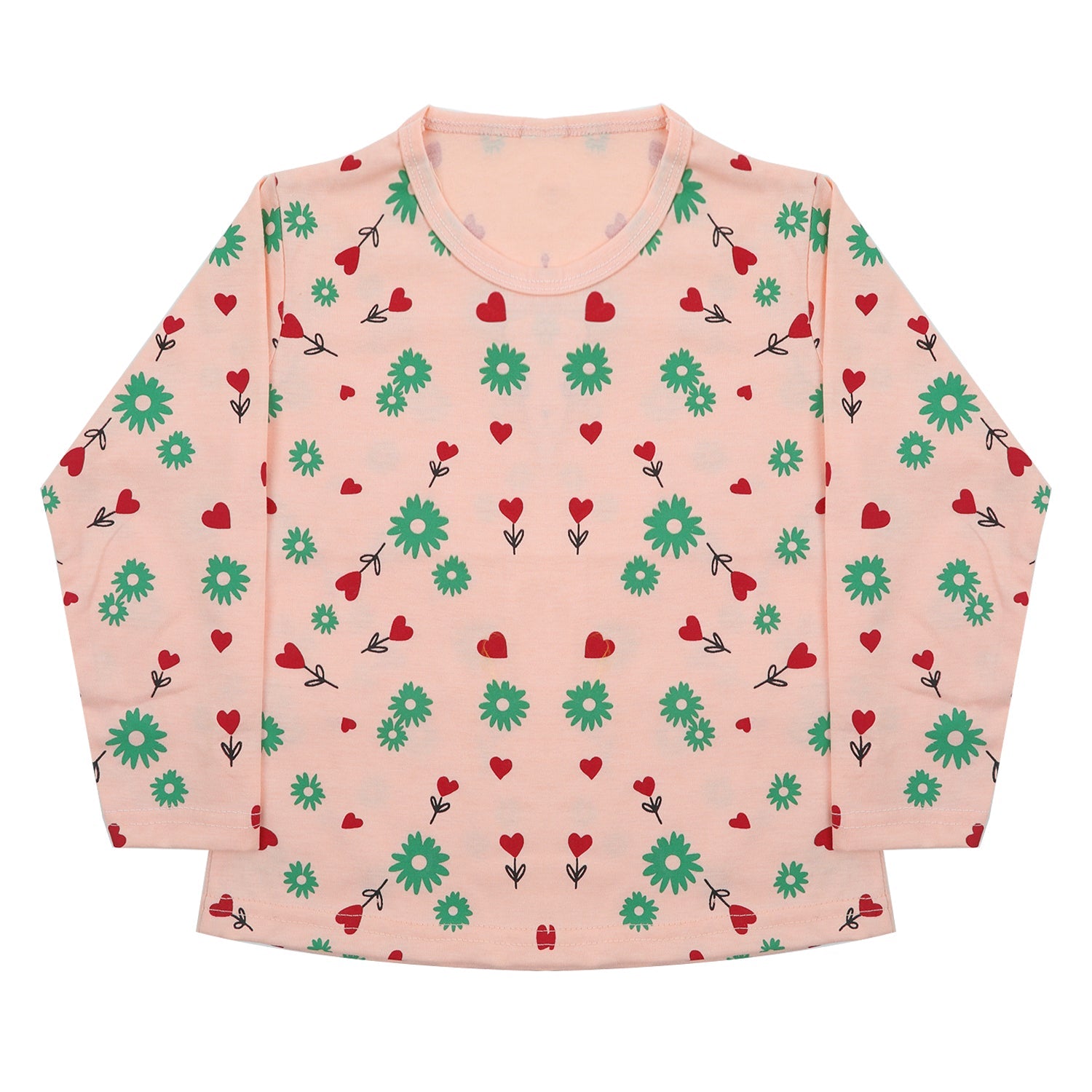 Girls Full Sleeves T-Shirt - Peach, Girls T-Shirts, Chase Value, Chase Value