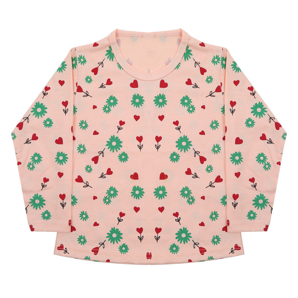 Girls Full Sleeves T-Shirt - Peach, Girls T-Shirts, Chase Value, Chase Value