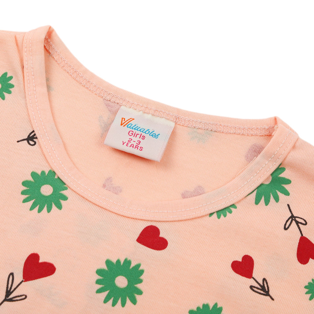 Girls Full Sleeves T-Shirt - Peach, Girls T-Shirts, Chase Value, Chase Value