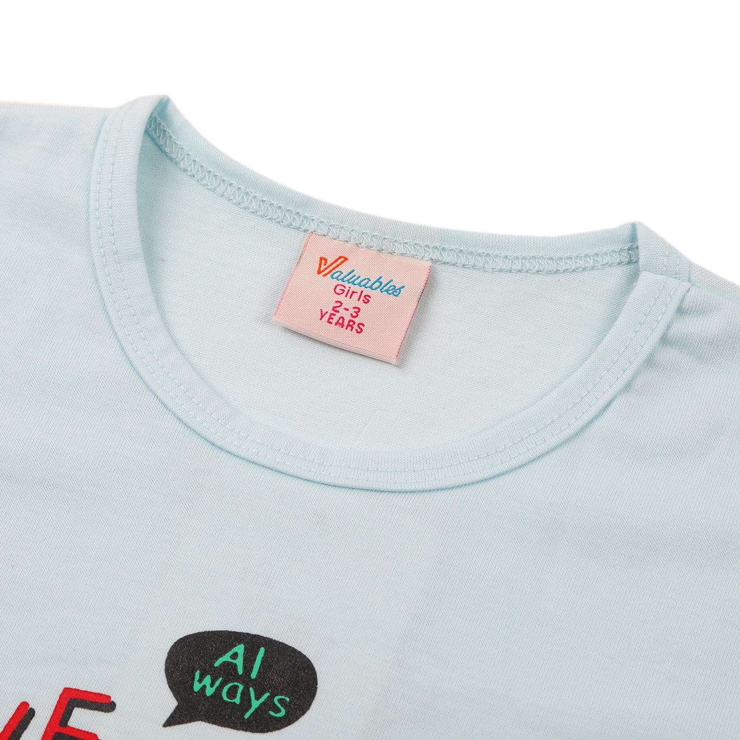 Girls Full Sleeves T-Shirt - Sky-Blue, Girls T-Shirts, Chase Value, Chase Value