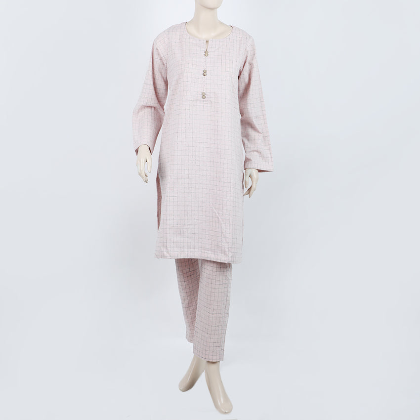 Women's Check Shalwar Suit - Light Pink