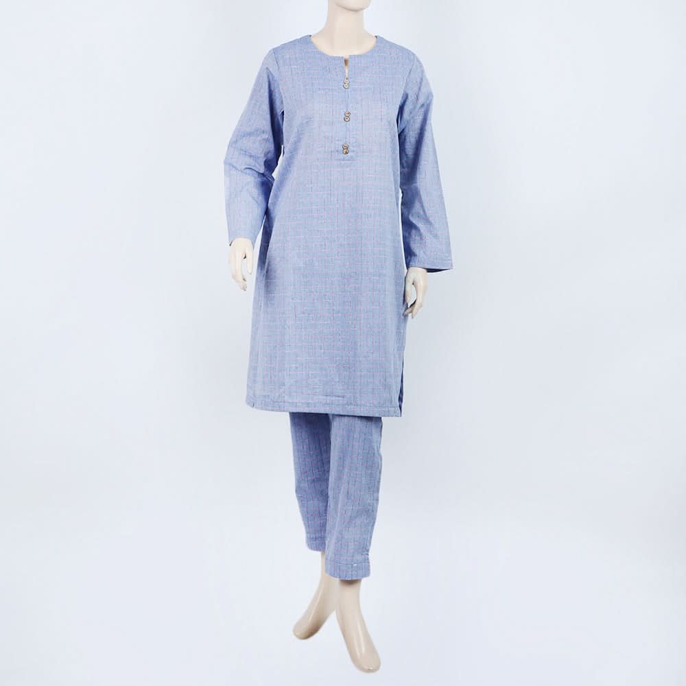 Women's Check Shalwar Suit - Light Blue, Women Shalwar Suits, Chase Value, Chase Value