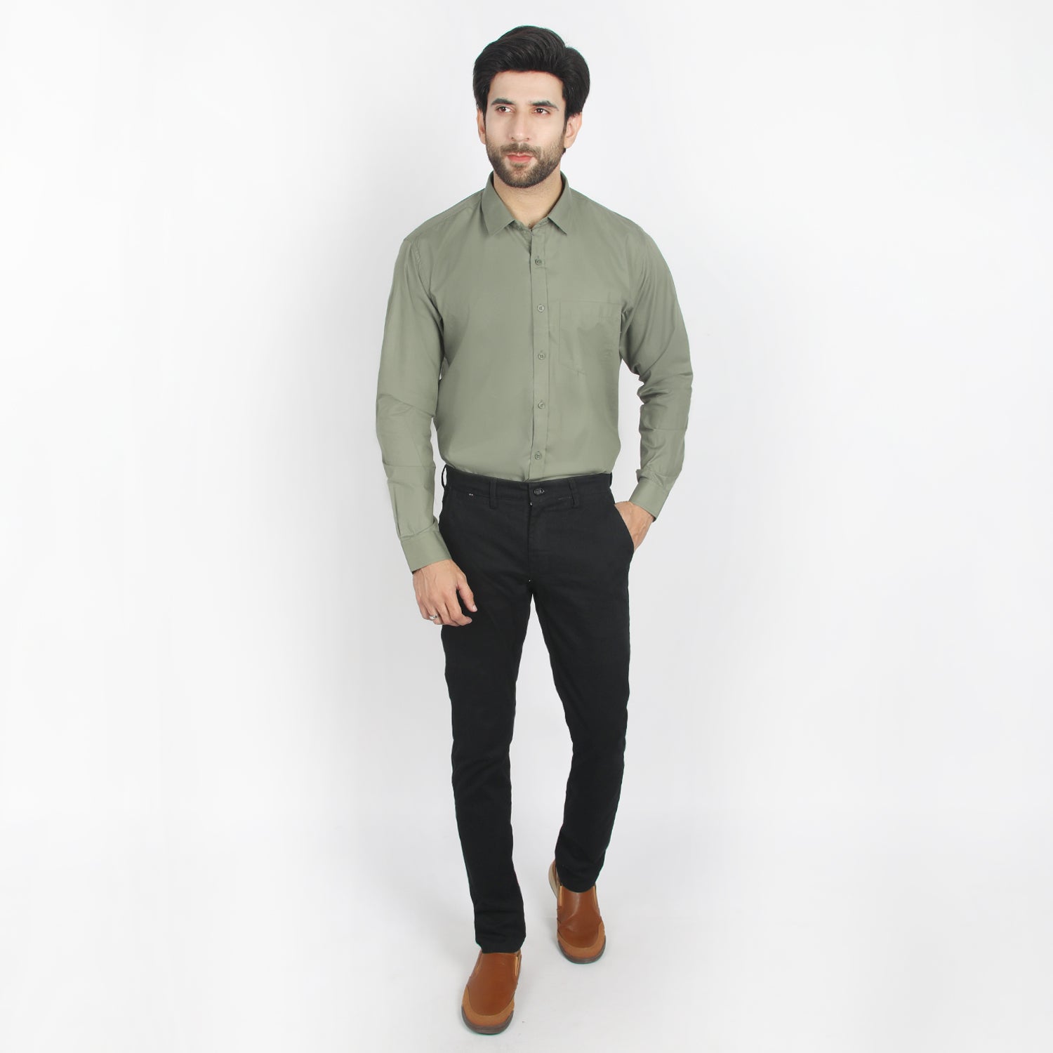 Valuable Men's Formal Plain Shirt - Olive, Men's Shirts, Chase Value, Chase Value