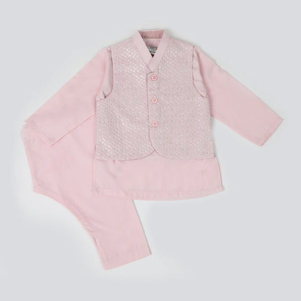 Newborn Boys Shalwar Waistcoat Suit - Pink