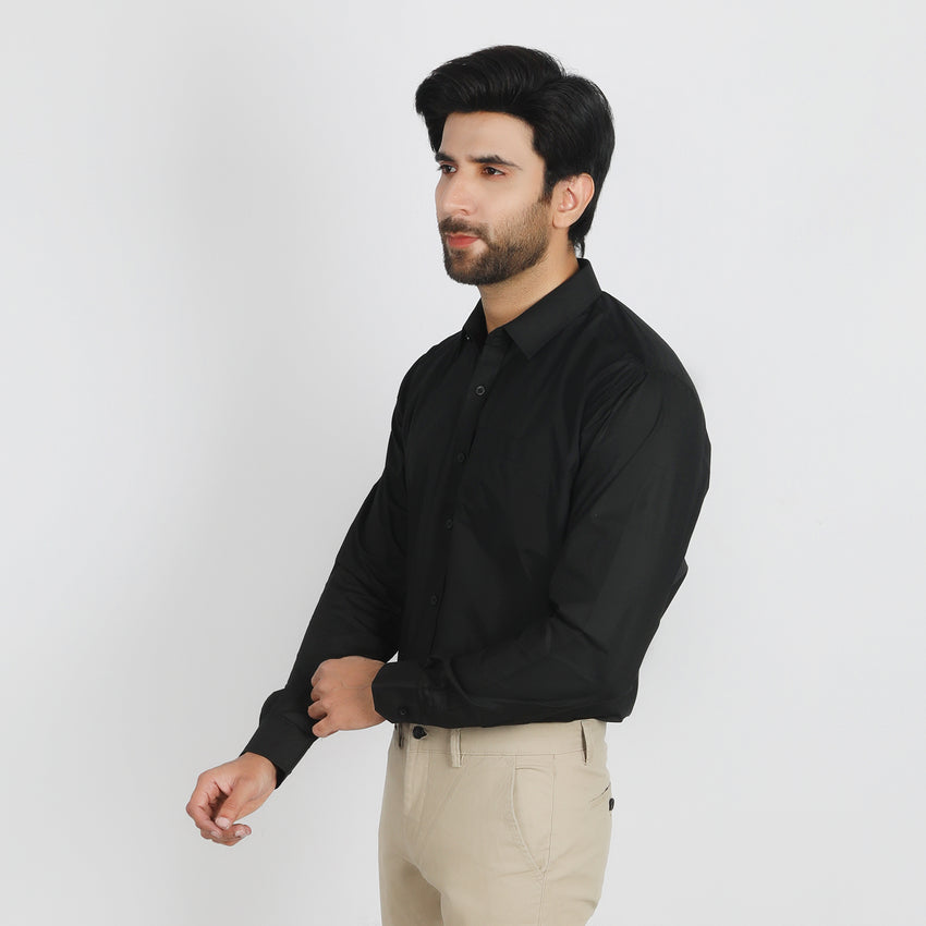 Men's Formal Plain Shirt - Black