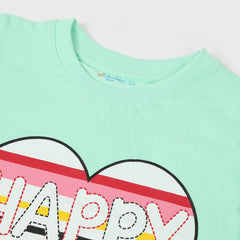 Girls Half Sleeves T-Shirt - Cyan, Girls T-Shirts, Chase Value, Chase Value