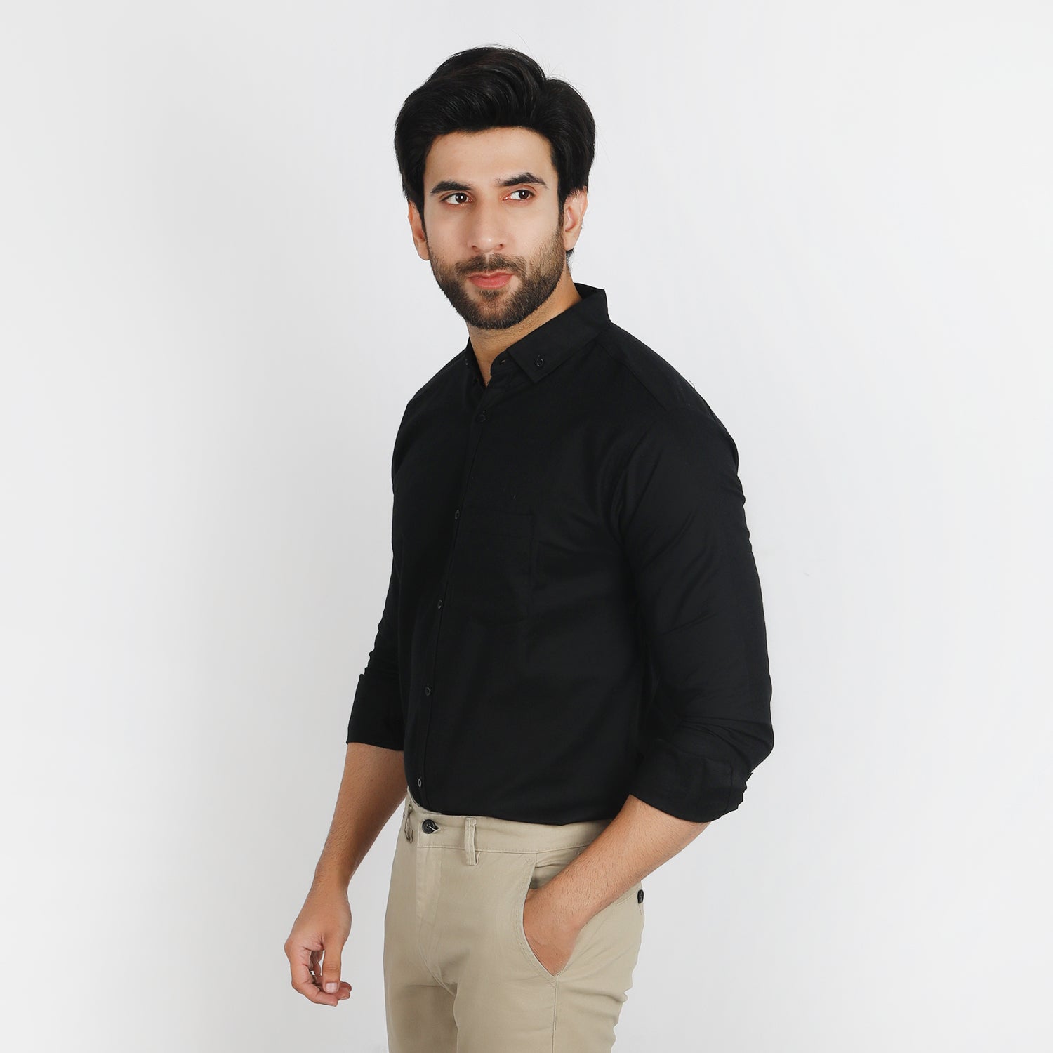 Men's Casual Chambray Shirt - Black, Men's Shirts, Chase Value, Chase Value