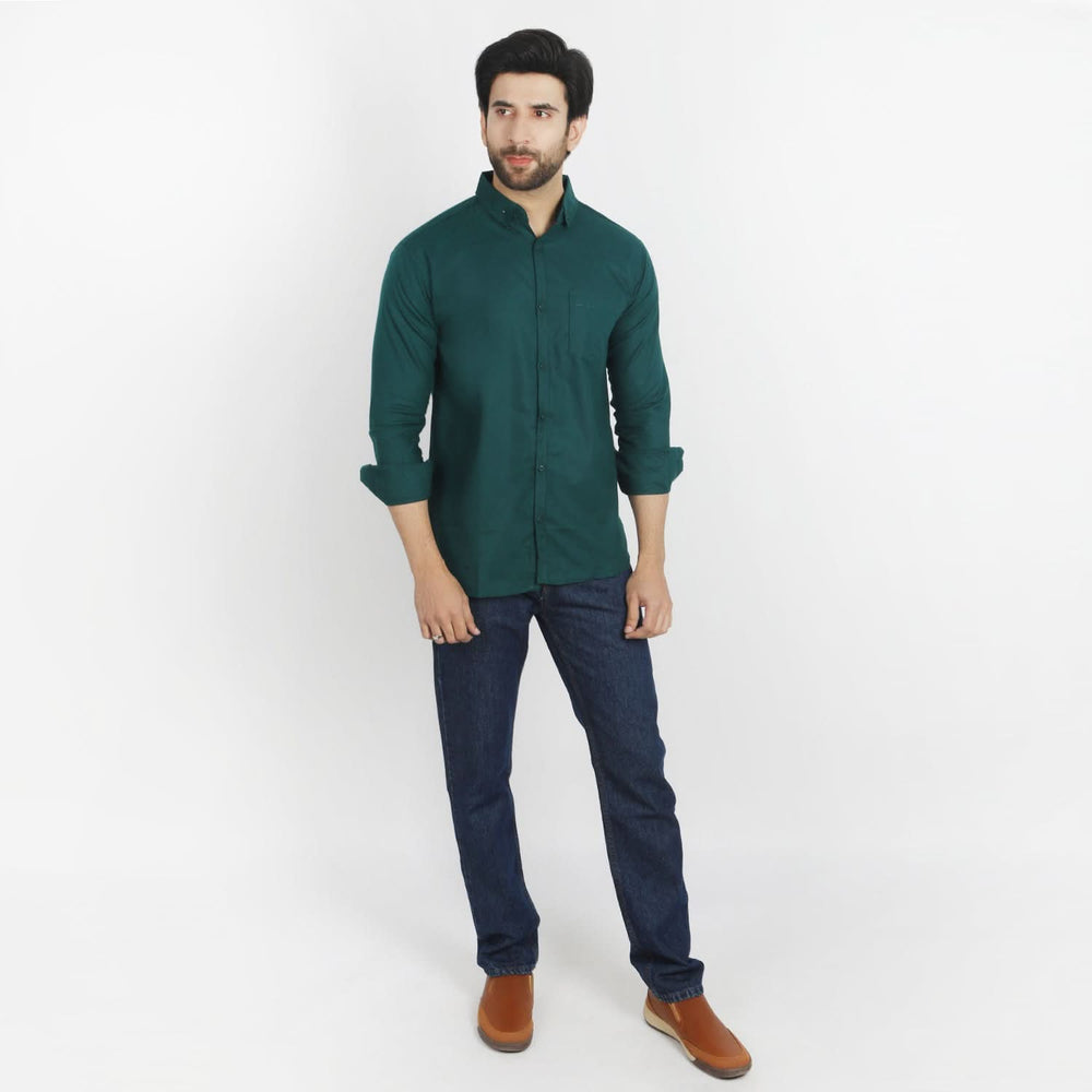 Men's Casual Chambray Shirt - Dark Green, Men's Shirts, Chase Value, Chase Value