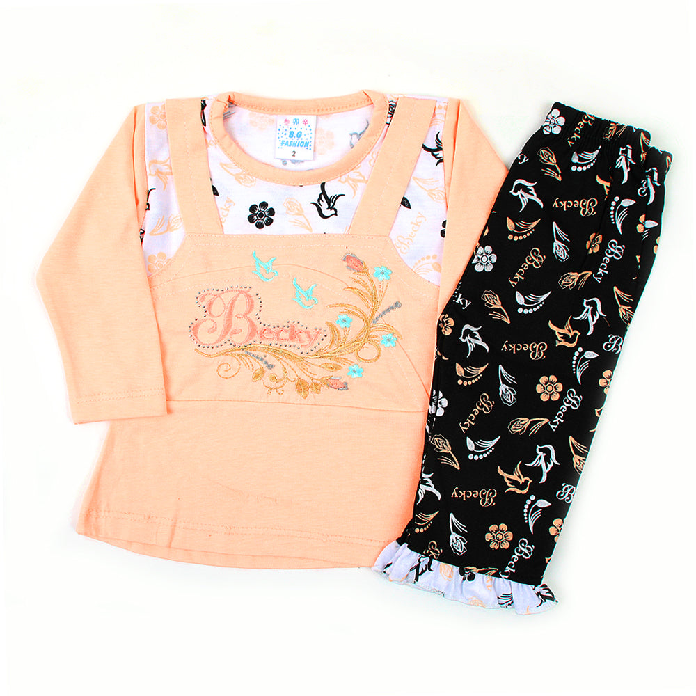 Newborn Girls Full Sleeves Suit - Peach, Newborn Girls Sets & Suits, Chase Value, Chase Value