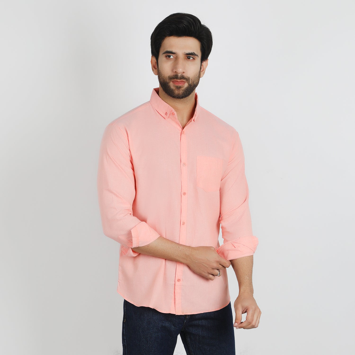 Men's Casual Chambray Shirt - Light Salmon, Men's Shirts, Chase Value, Chase Value