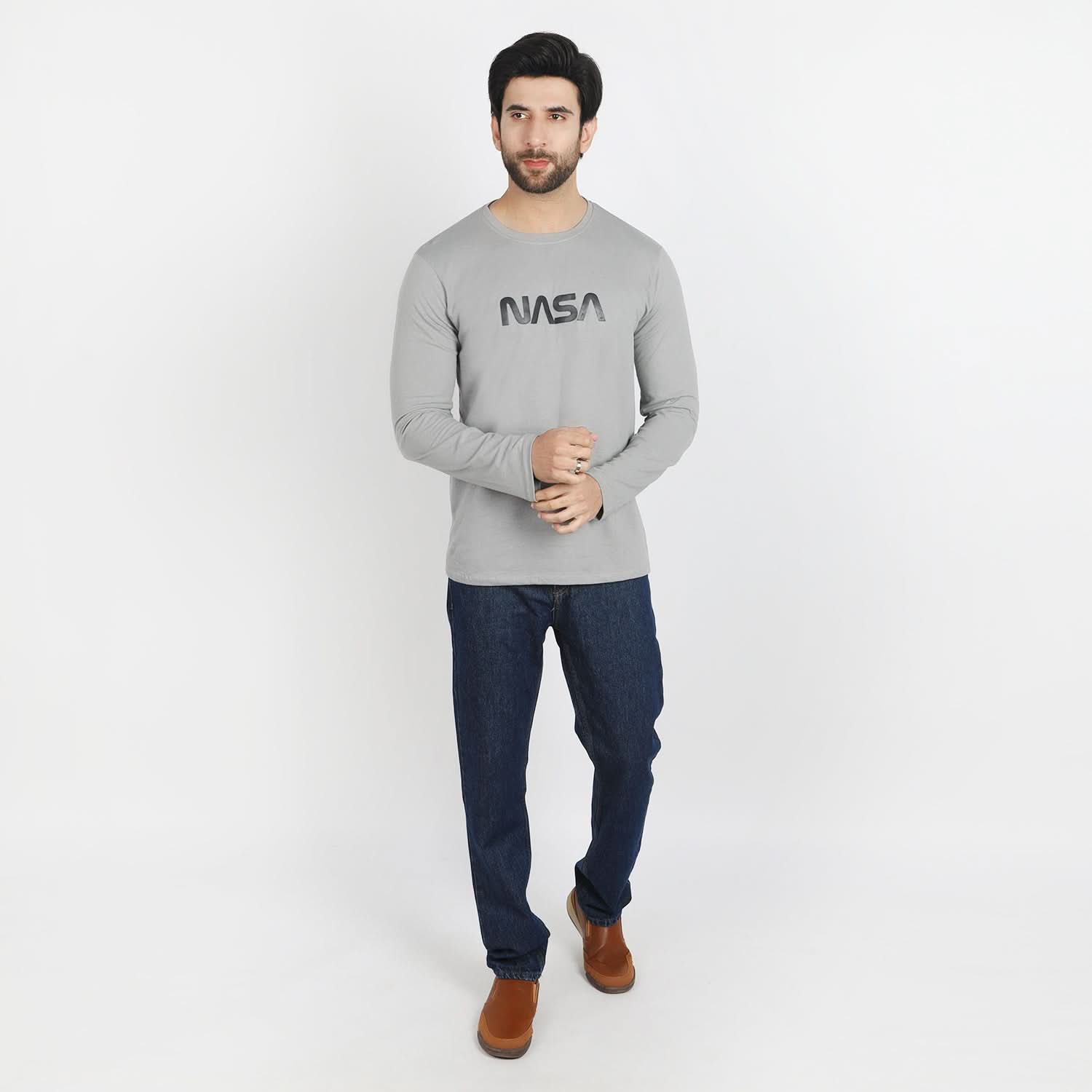 Men's Full Sleeves T-Shirt - Grey, Men's T-Shirts & Polos, Chase Value, Chase Value