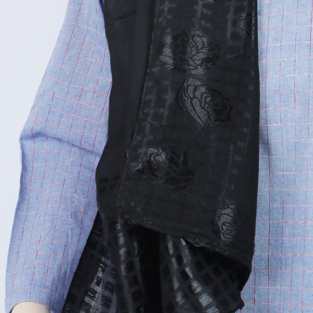 Women's Jacquard Border Turkish Scarves - Black, Women Shawls & Scarves, Chase Value, Chase Value