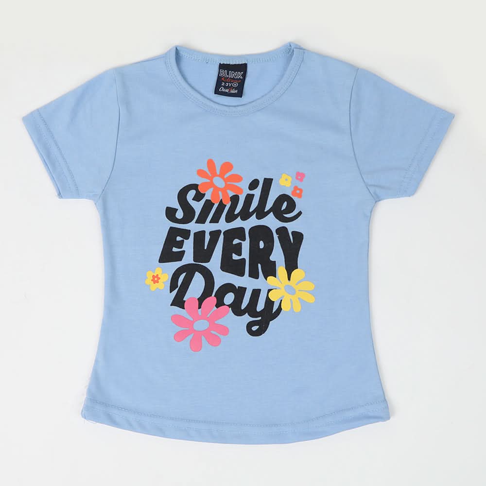 Girls Half Sleeves T-Shirt - Sky Blue, Girls T-Shirts, Chase Value, Chase Value