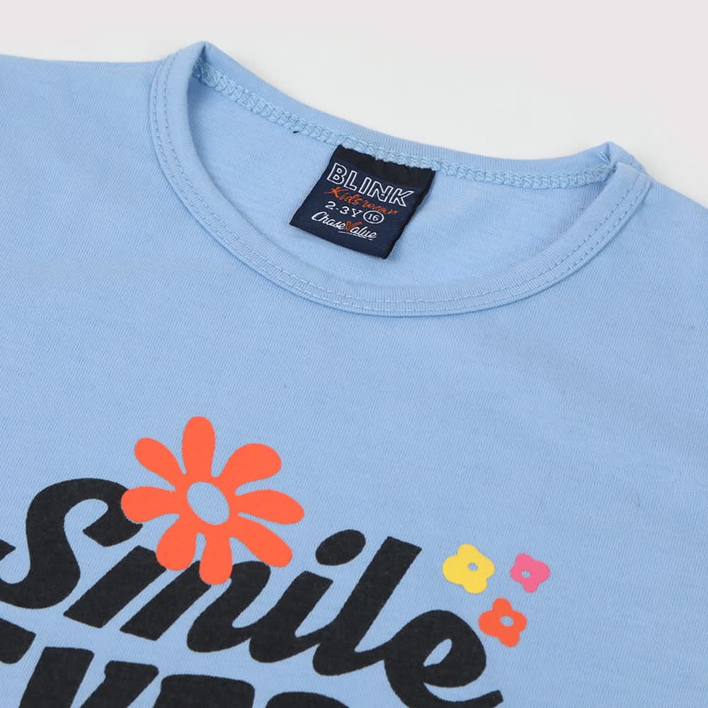 Girls Half Sleeves T-Shirt - Sky Blue, Girls T-Shirts, Chase Value, Chase Value