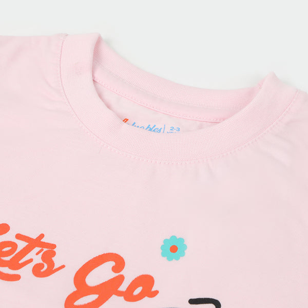 Girls Half Sleeves T-Shirt - Baby Pink