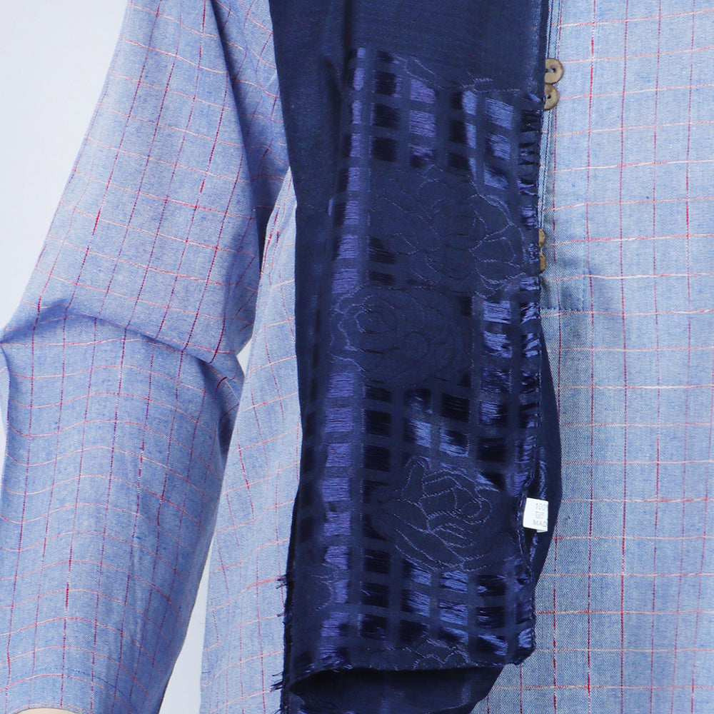 Women's Jacquard Border Turkish Scarves - Navy Blue, Women Shawls & Scarves, Chase Value, Chase Value