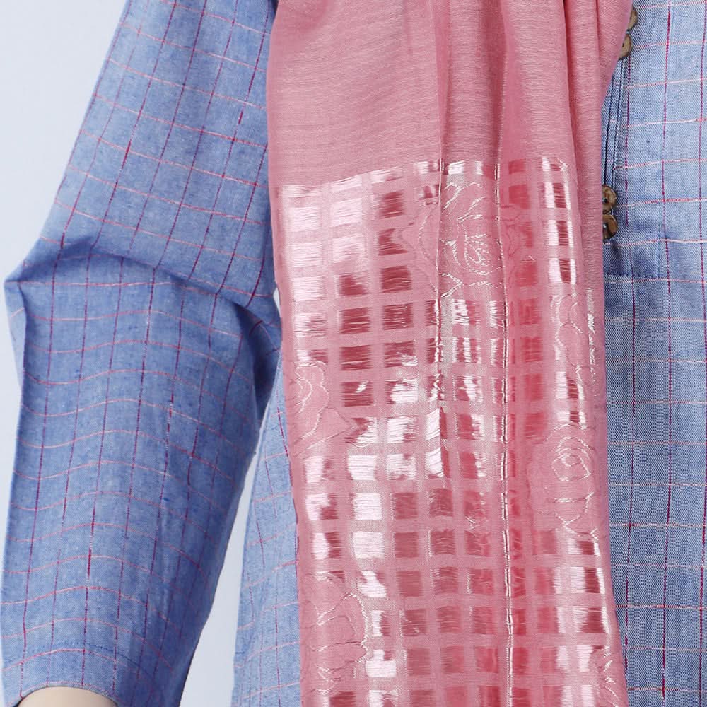 Women's Turkish Jacquard Border - Tea Pink, Women Shawls & Scarves, Chase Value, Chase Value