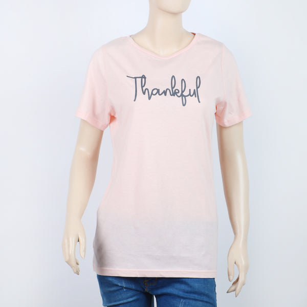 Women's Half Sleeves Printed T-Shirt - Baby Pink