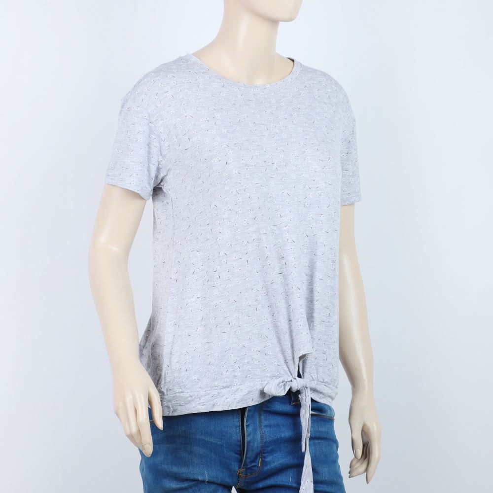 Women's Printed Half Sleeves Top - Grey, Women T-Shirts & Tops, Chase Value, Chase Value