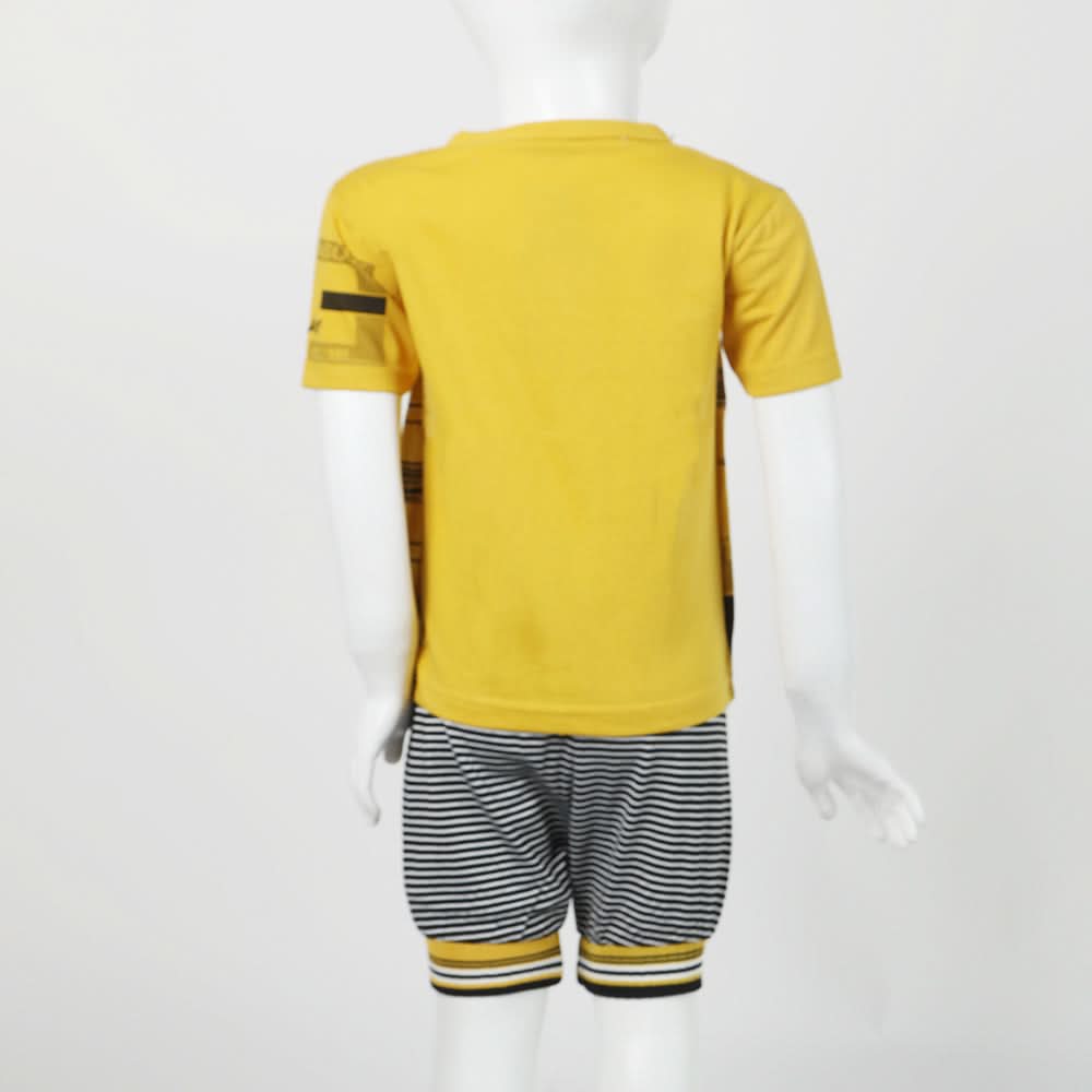 Boys Half Sleeves 3Pcs Suit - Yellow, Boys Sets & Suits, Chase Value, Chase Value