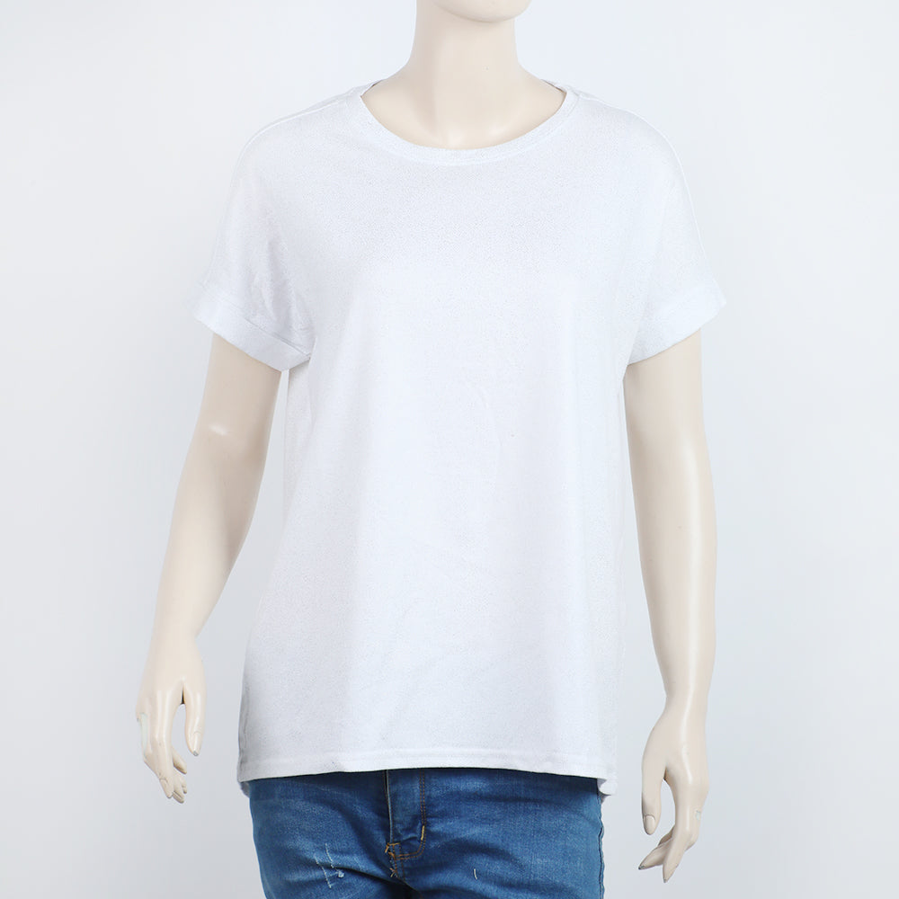 Women's Printed Half Sleeves Top - White, Women T-Shirts & Tops, Chase Value, Chase Value