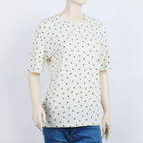 Women's Printed Half Sleeves Top - Off White, Women T-Shirts & Tops, Chase Value, Chase Value