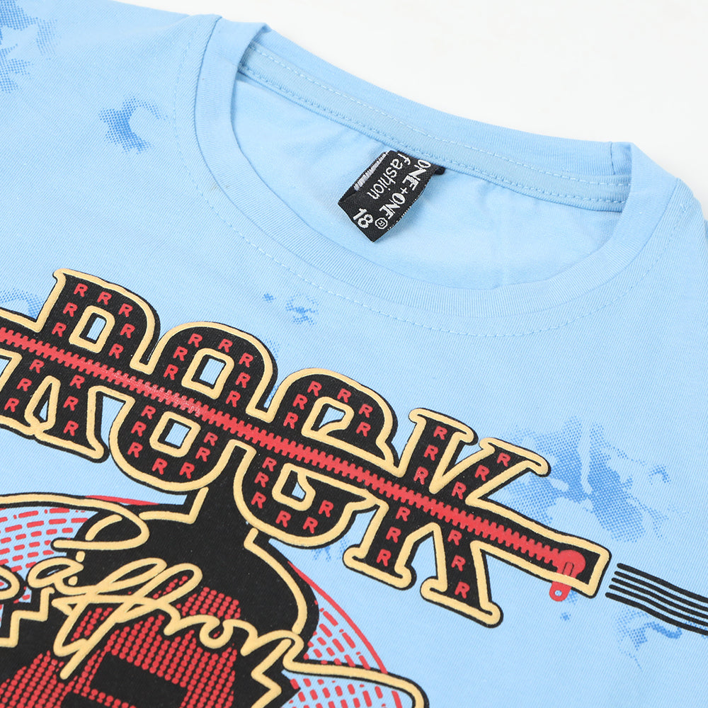 Boys Half Sleeves T-Shirt - Sky Blue, Boys T-Shirts, Chase Value, Chase Value