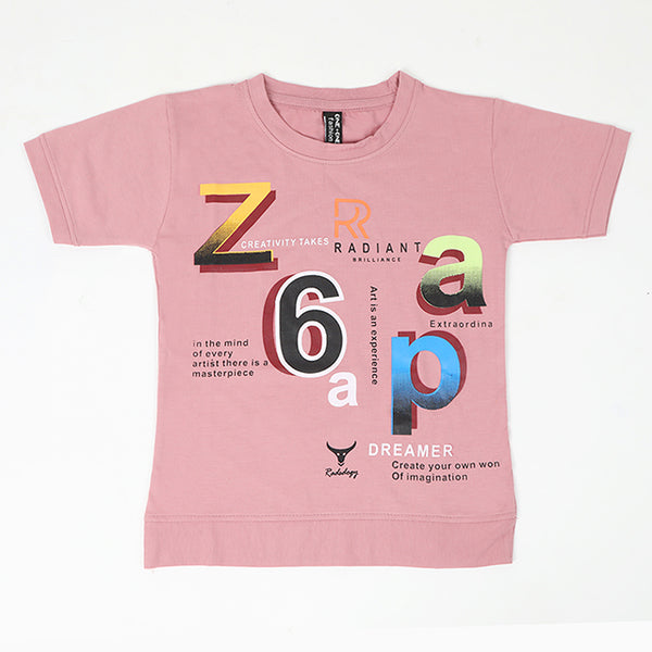 Boys Half Sleeves T-Shirt - Tea Pink, Boys T-Shirts, Chase Value, Chase Value