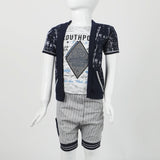 Boys Half Sleeves 3Pcs Suit - Navy Blue, Boys Sets & Suits, Chase Value, Chase Value