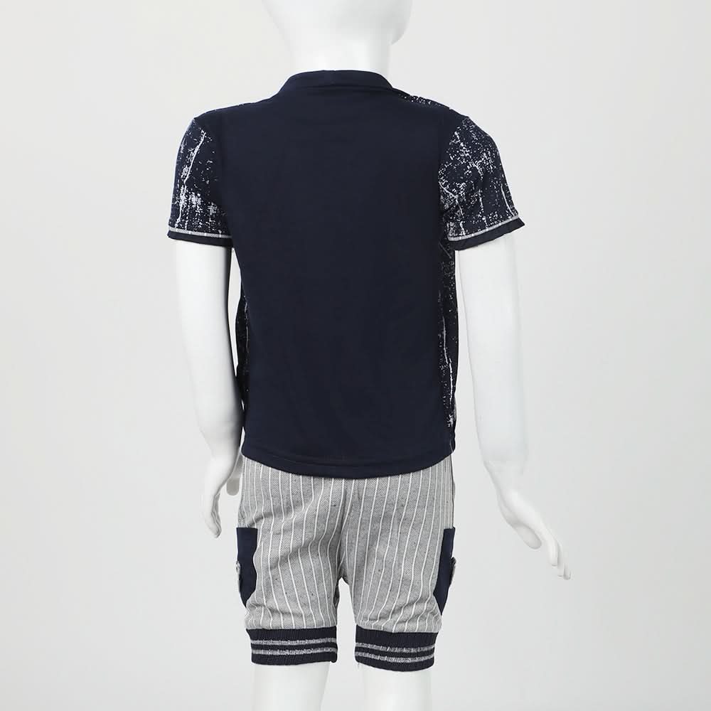 Boys Half Sleeves 3Pcs Suit - Navy Blue, Boys Sets & Suits, Chase Value, Chase Value