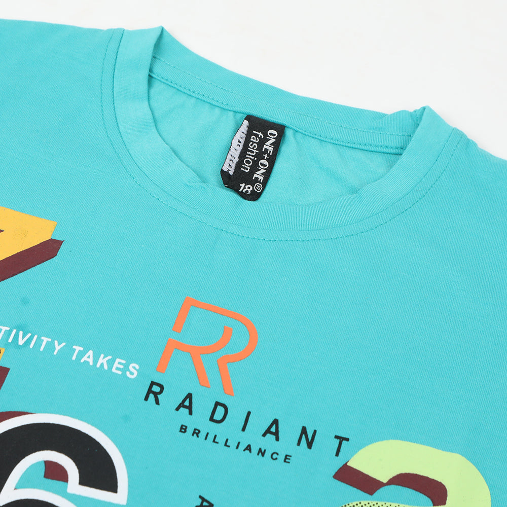 Boys Half Sleeves T-Shirt - Sea Green, Boys T-Shirts, Chase Value, Chase Value