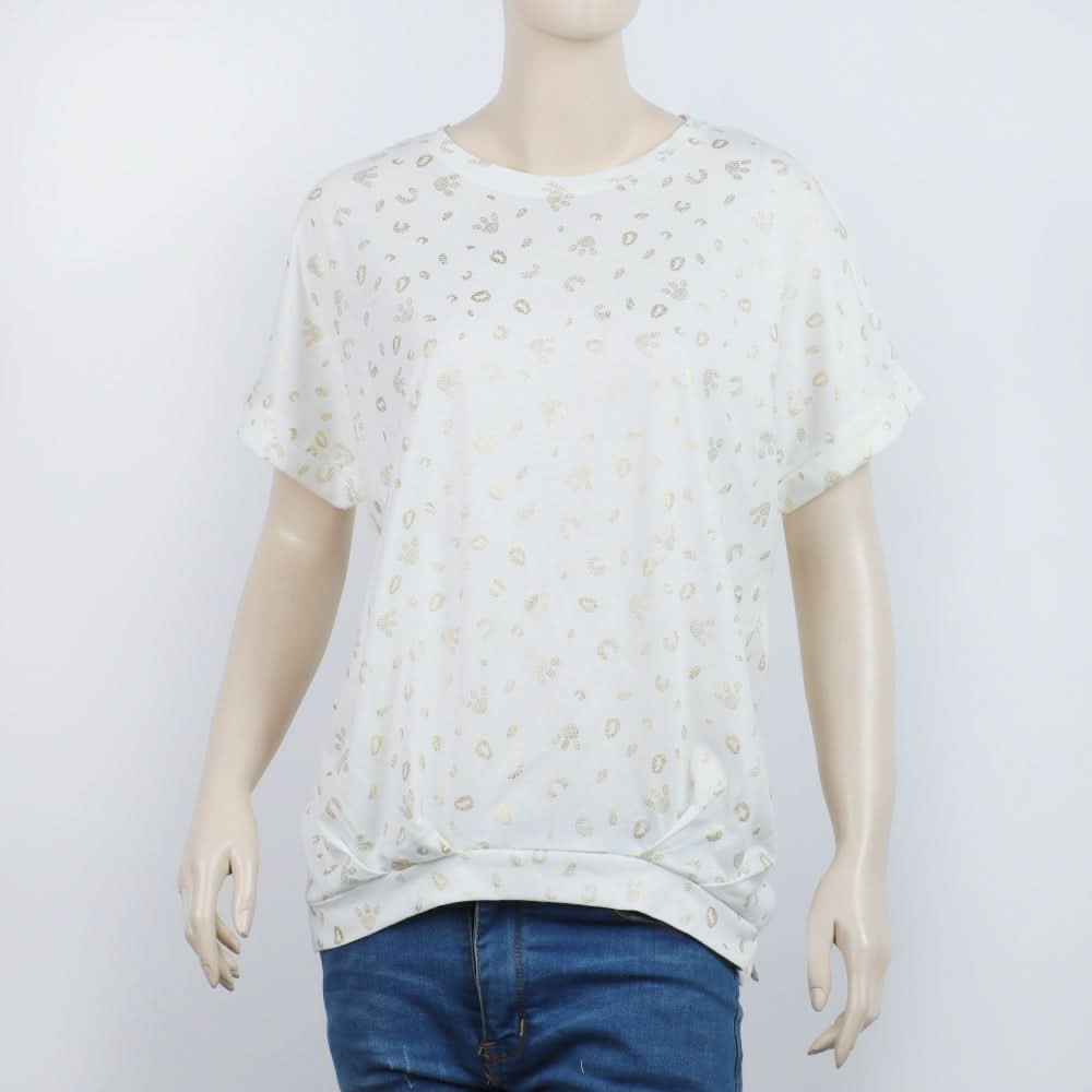 Women's Printed Half Sleeves Top - White, Women T-Shirts & Tops, Chase Value, Chase Value