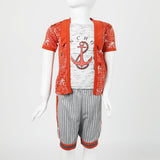 Boys Half Sleeves 3Pcs Suit - Orange, Boys Sets & Suits, Chase Value, Chase Value